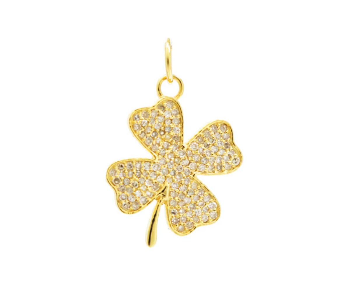 14ct Gold Four Leaf Lucky Clover Diamond Pendant Charm