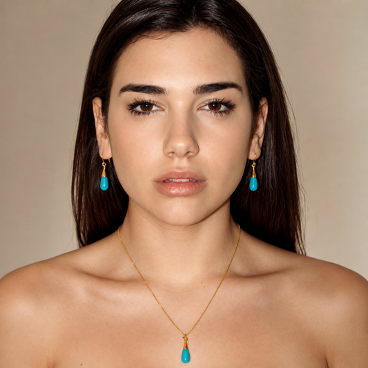 18K Gold Turquoise Throat Chakra Earrings | December Birthstone