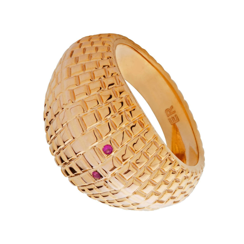 18 KT YELLOW GOLD RUBY THE YELLOW BRICK ROAD RING