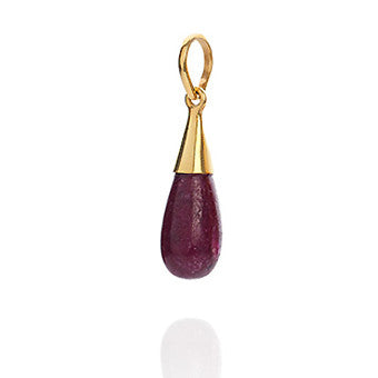 18K Gold Ruby Root Chakra Droplet Pendant Necklace | July Birthstone