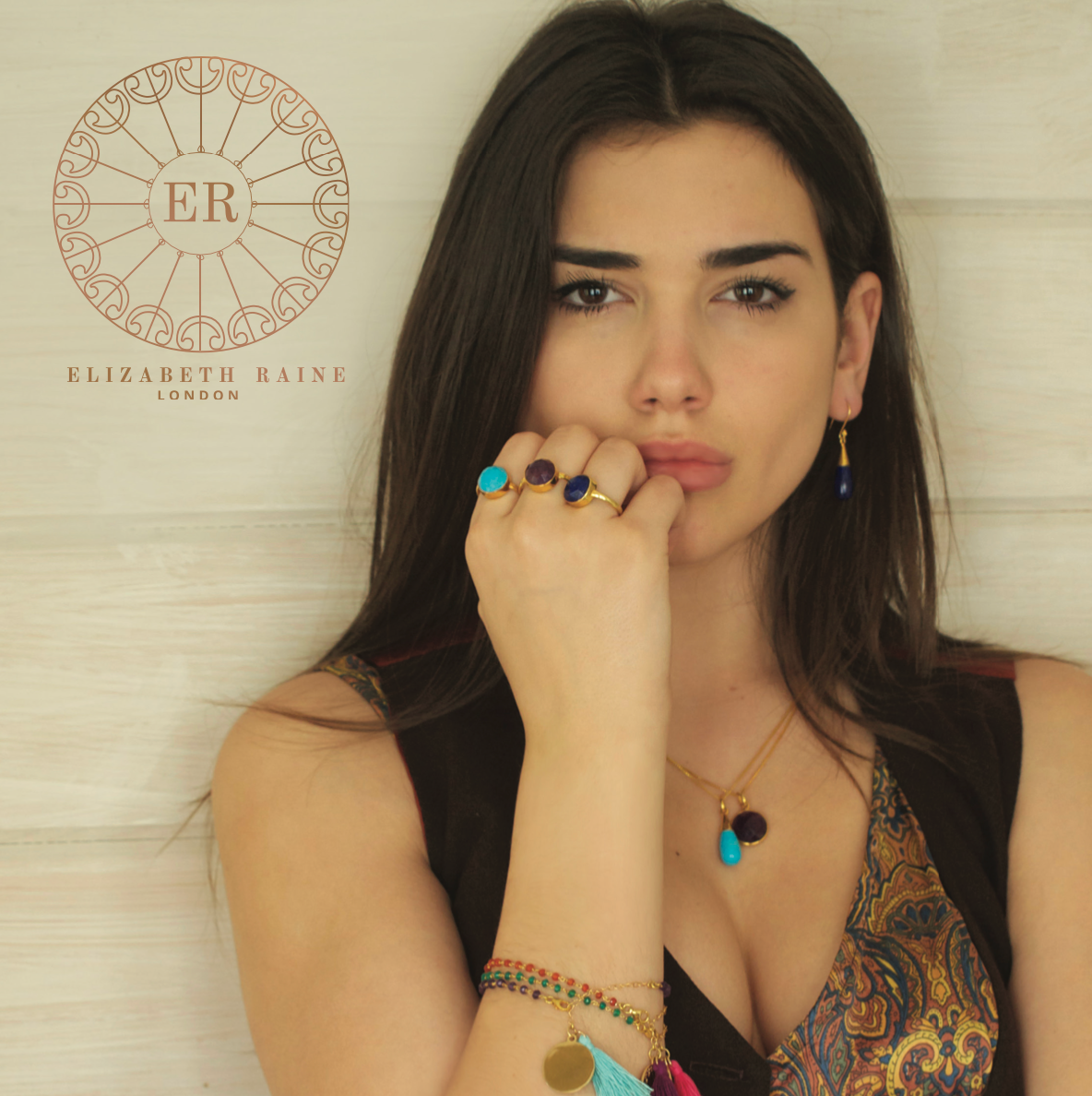 Dua Lipa wearing Elizabeth Raine  jewelry 