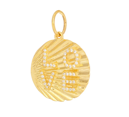 14ct Yellow Gold Diamond Sunray Love Pendant Charm