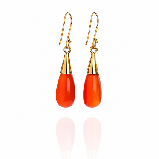 18K Gold Carnelian Sacral Chakra Earrings | August Birthstone