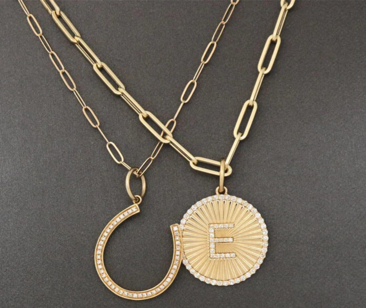 14ct Gold Lucky Horseshoe Diamond Pendant Charm