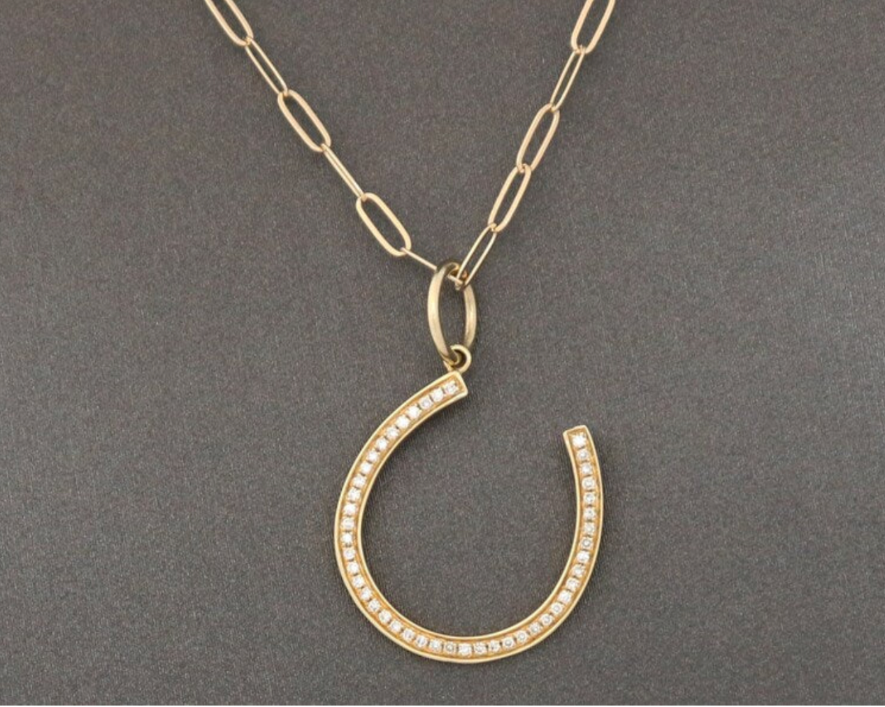 14ct Gold Lucky Horseshoe Diamond Pendant Charm