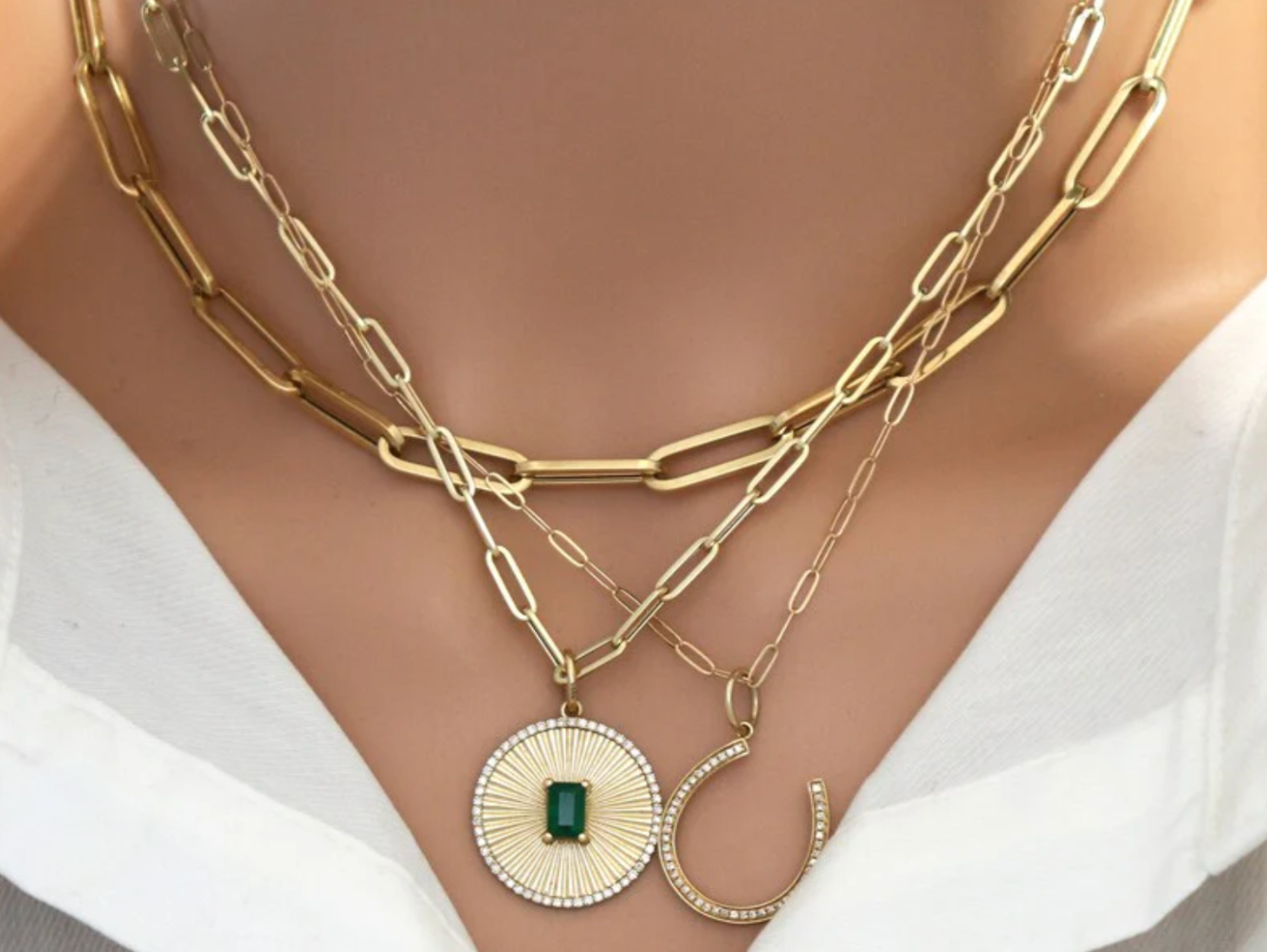 14ct Gold Lucky Horseshoe Diamond Pendant Charm