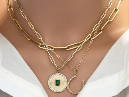 14ct Gold Lucky Horseshoe Diamond Pendant Charm
