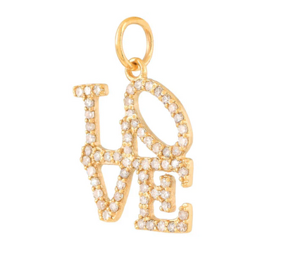 14ct Yellow Gold Diamond Love Letter Pendant Charm