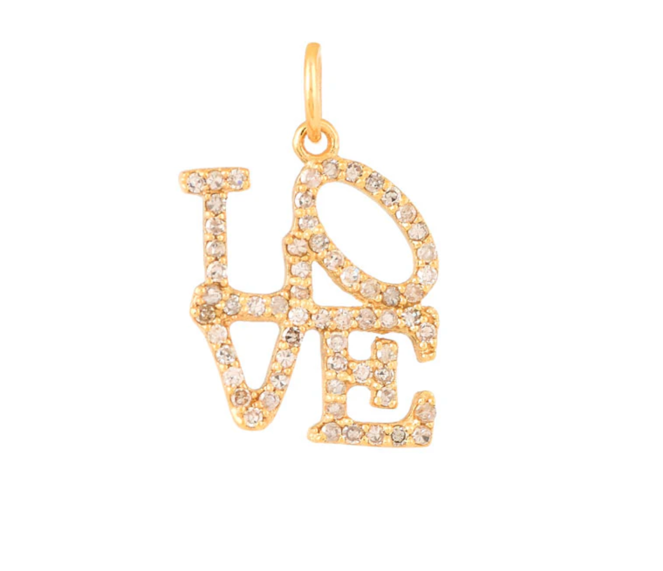 14ct Yellow Gold Diamond Love Letter Pendant Charm