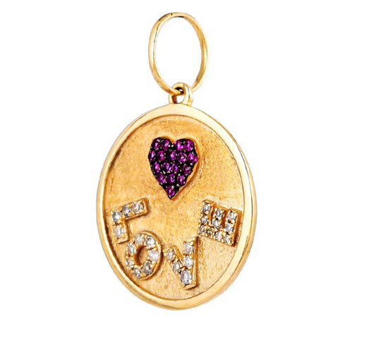 14ct Yellow Gold Diamond Love Heart Pendant Charm