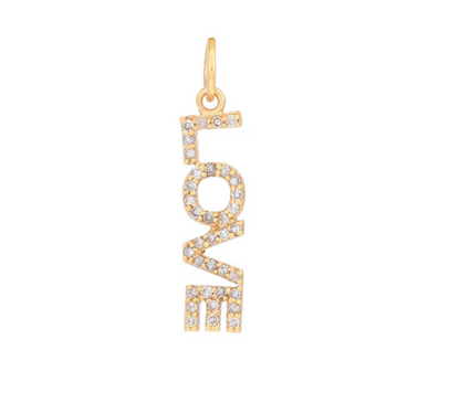 14ct Yellow Gold Diamond Love Graffiti Letter Pendant Charm