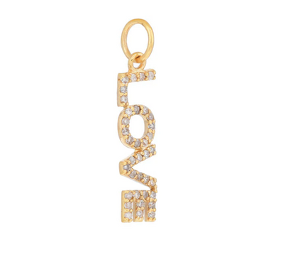 14ct Yellow Gold Diamond Love Graffiti Letter Pendant Charm