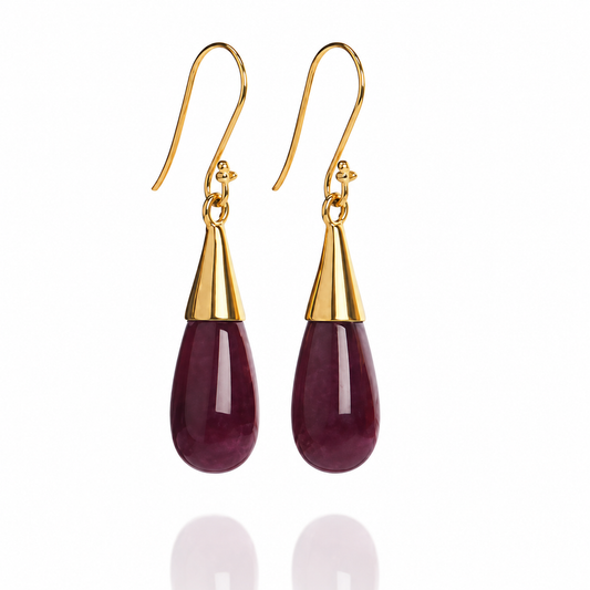 18K Gold Ruby Root Chakra Earrings | July Birthstone