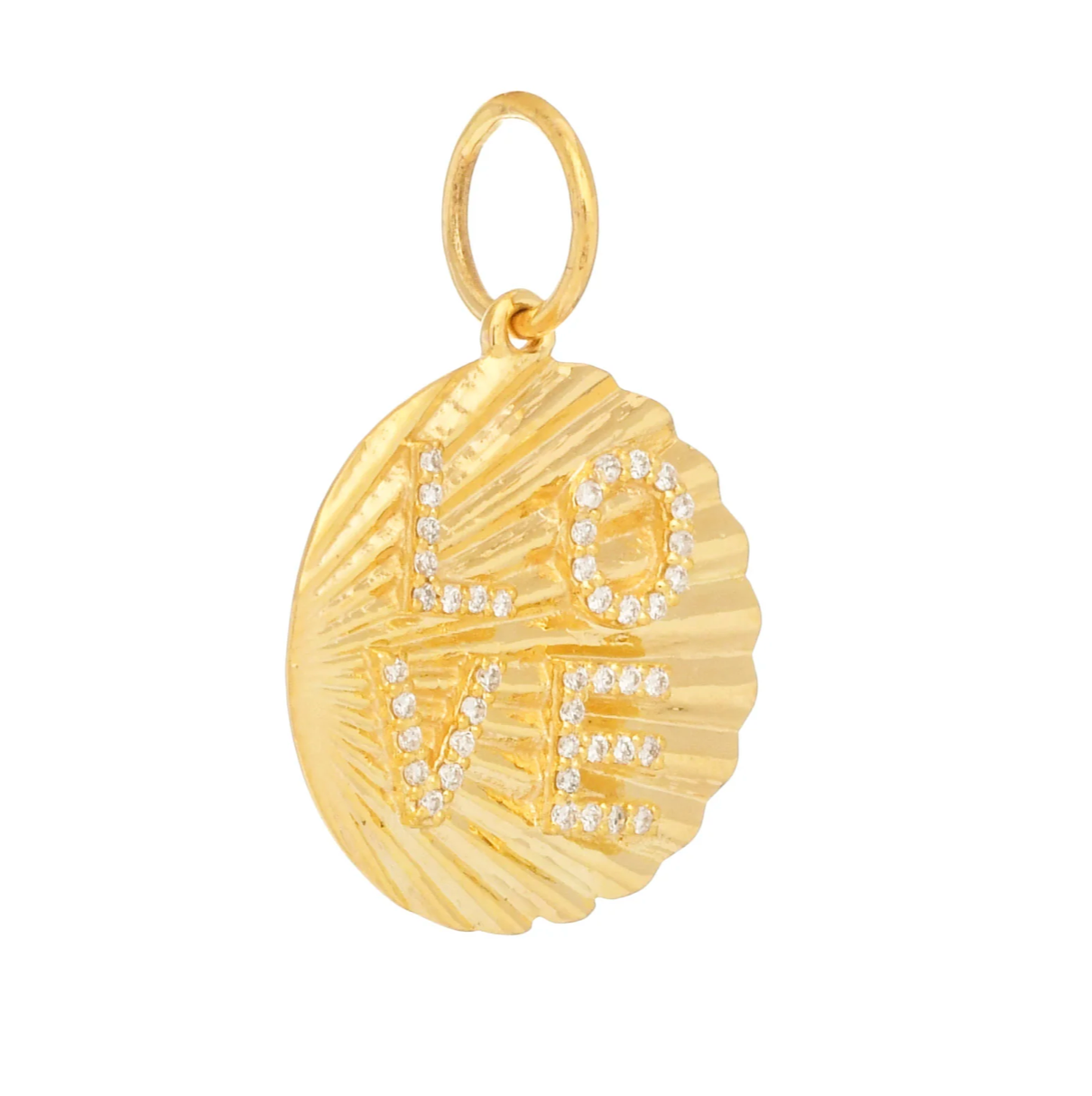 14ct Yellow Gold Diamond Sunray Love Pendant Charm