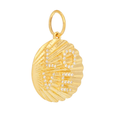 14ct Yellow Gold Diamond Sunray Love Pendant Charm