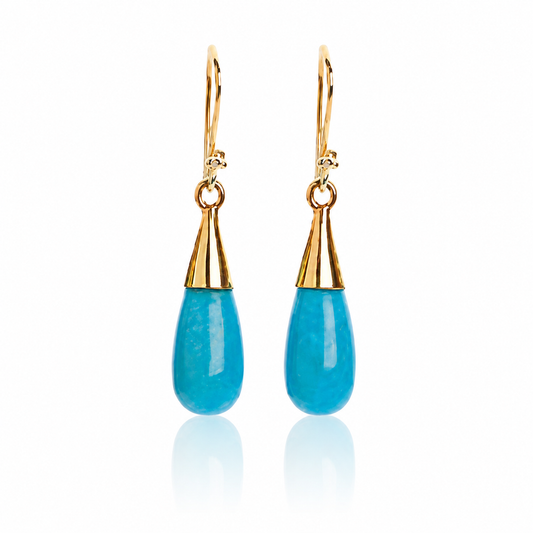 18K Gold Turquoise Throat Chakra Earrings | December Birthstone