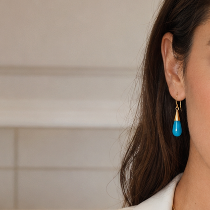 18K Gold Turquoise Throat Chakra Earrings | December Birthstone
