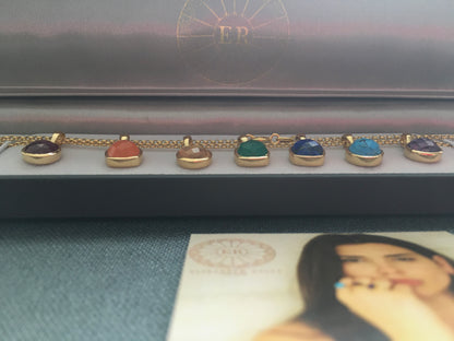 18K Gold 7 Chakra Gemstone Pendant Necklace Gift Set