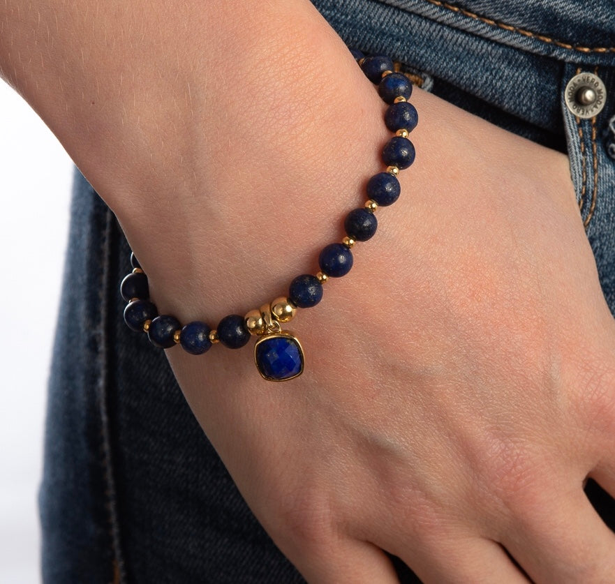 18K Gold Lapis Lazuli Third Eye Chakra Bracelet (Intuition)