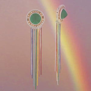 
            
                Load and play video in Gallery viewer, 18 KT WHITE GOLD ENAMEL SOMEWHERE OVER THE RAINBOW EARRINGS
            
        