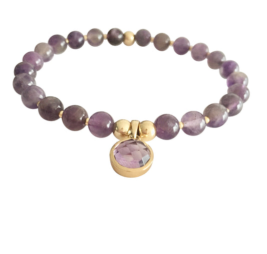 18K Gold Amethyst Crown Chakra Bracelet (Spirituality)