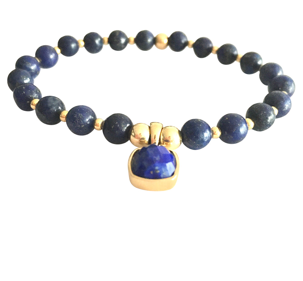 18K Gold Lapis Lazuli Third Eye Chakra Bracelet (Intuition)