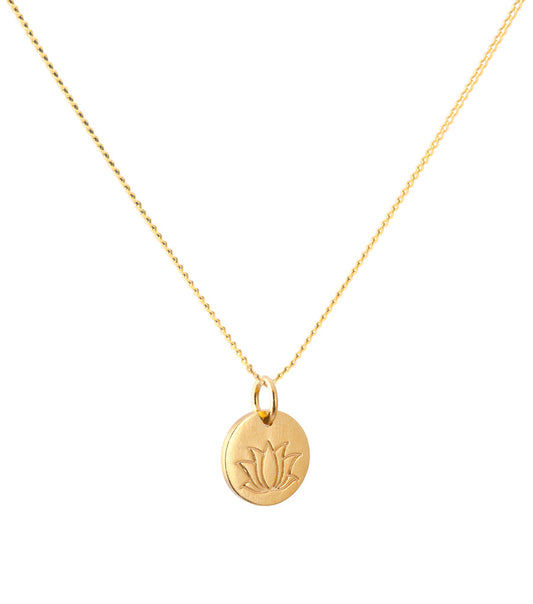 18K Gold Lotus Amulet Pendant Necklace