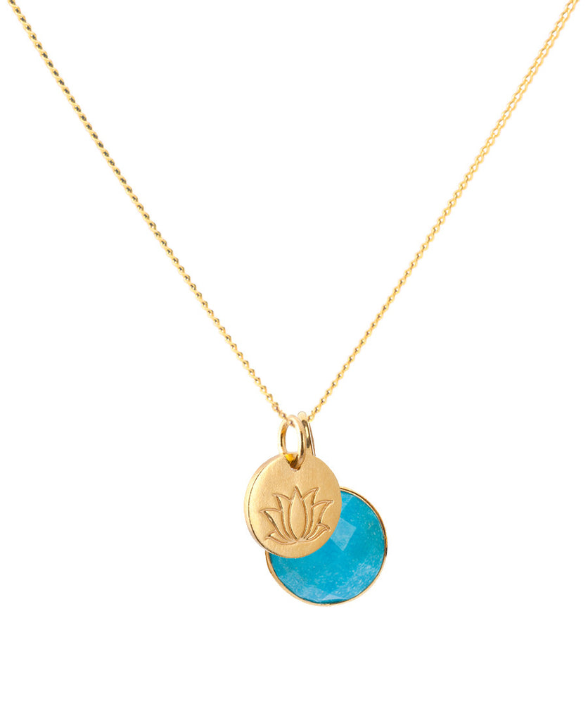 18K Gold Lotus Amulet Pendant Necklace