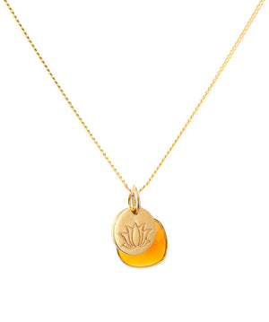18K Gold Lotus Amulet Pendant Necklace