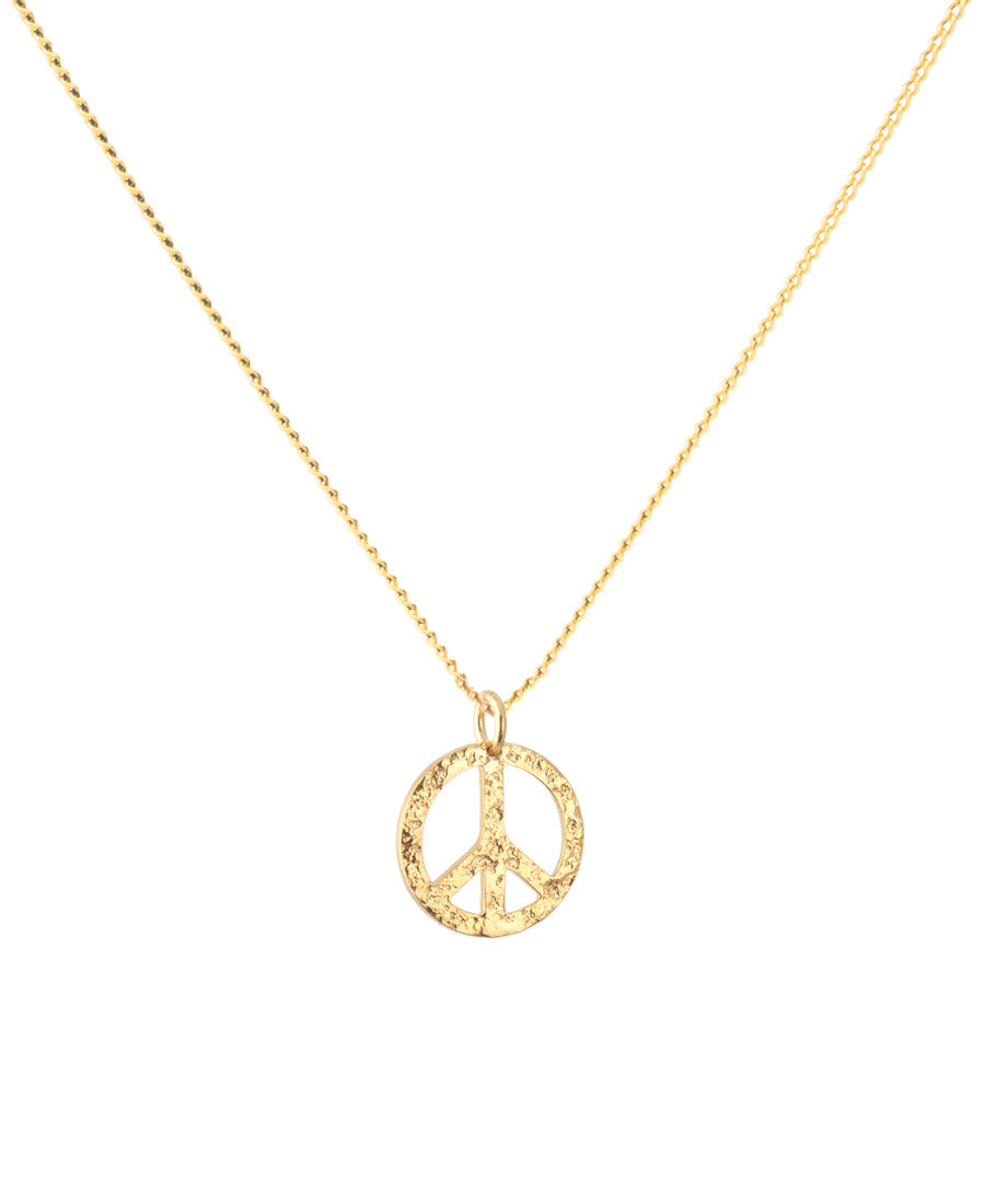 18K Gold Peace Amulet Pendant Necklace