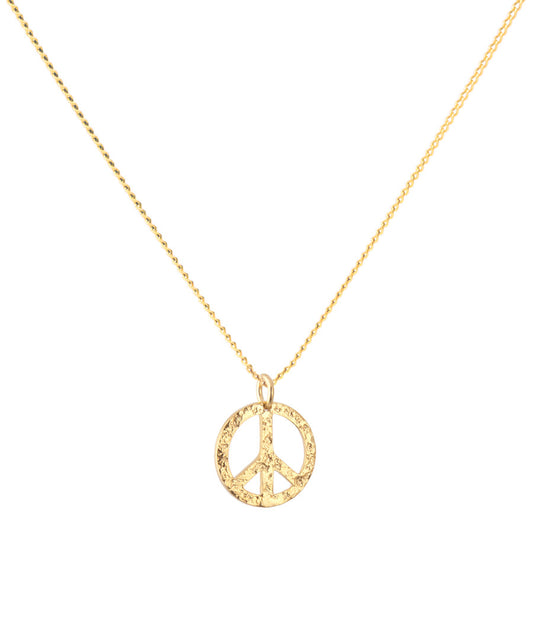 18K Gold Peace Amulet Pendant Necklace