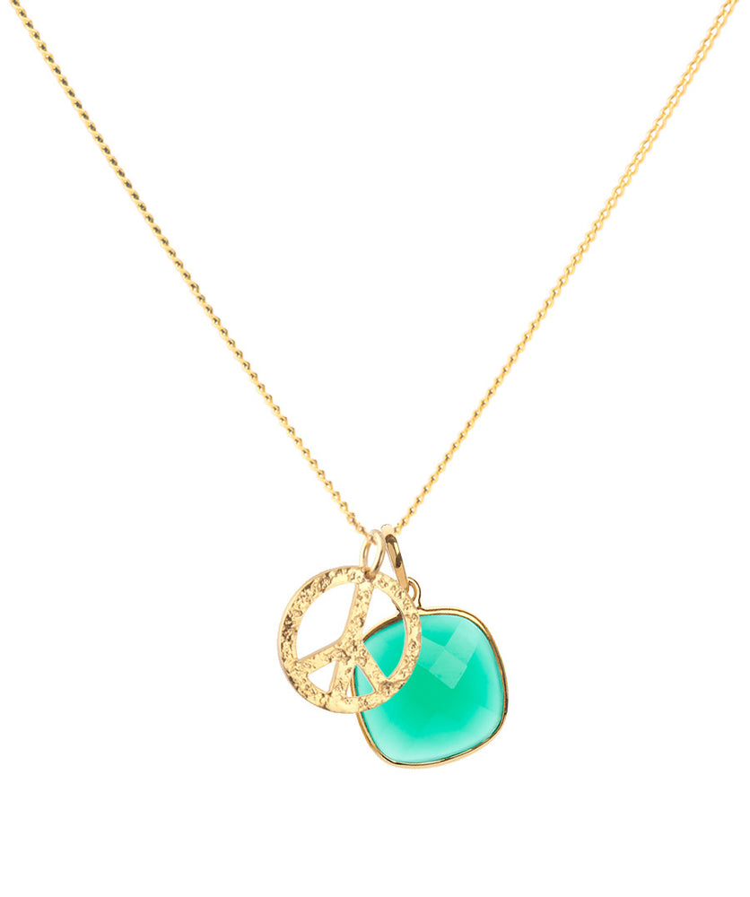 18K Gold Peace Amulet Pendant Necklace