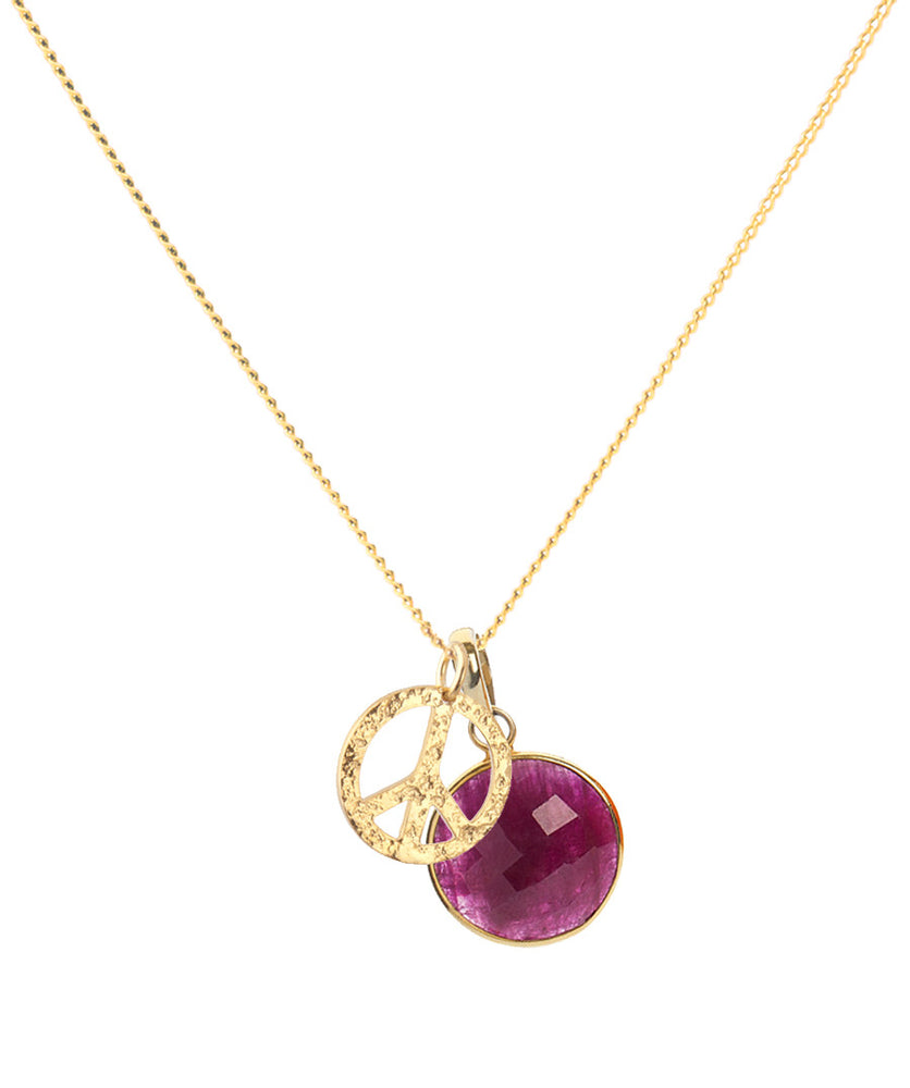 18K Gold Peace Amulet Pendant Necklace