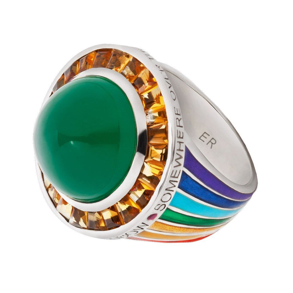 SOMEWHERE OVER THE RAINBOW RING 18 KT WHITE GOLD