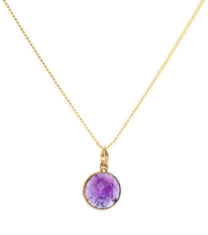 18K Gold Amethyst Crown Chakra Pendant Necklace