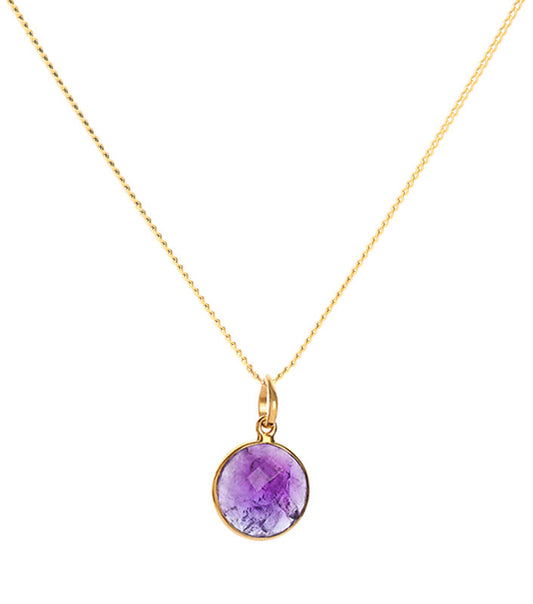 18K Gold Amethyst Crown Chakra Pendant Necklace