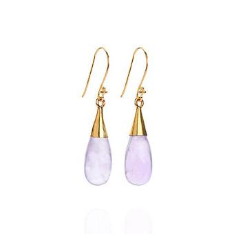 18K Gold Amethyst Crown Chakra Droplet Pendant Necklace & Earrings Gift Set