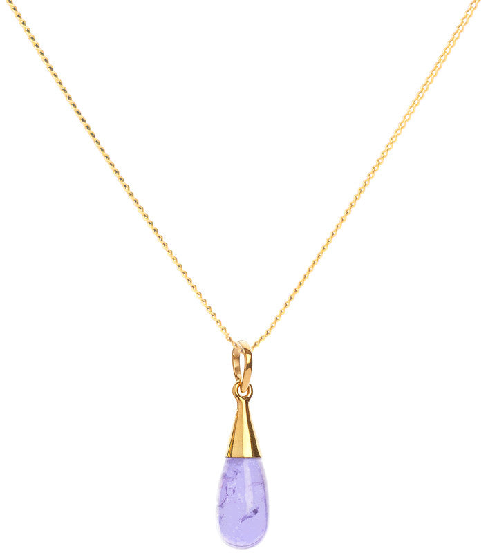 18K Gold Amethyst Crown Chakra Droplet Pendant Necklace