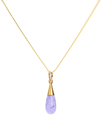18K Gold Amethyst Crown Chakra Droplet Pendant Necklace & Earrings Gift Set