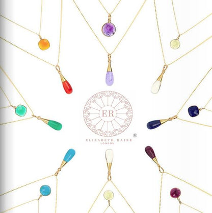 18K Gold 7 Chakra Gemstone Droplet Pendant Necklace Gift Set