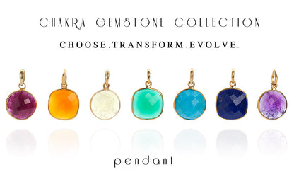 18K Gold Turquoise Throat Chakra Pendant Necklace
