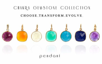 18K Gold 7 Chakra Gemstone Pendant Necklace Gift Set