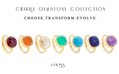 18K Gold 7 Chakra Gemstone Ring Gift Set