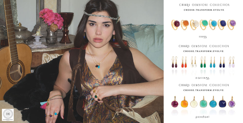 18K Gold 7 Chakra Gemstone  Earring Gift Set