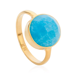 18K Gold Turquoise Throat Chakra Ring