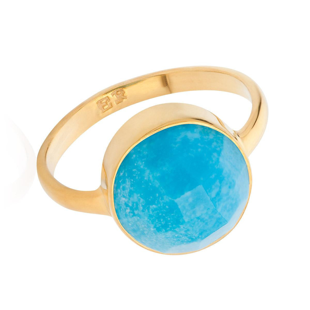 18K Gold Turquoise Throat Chakra Ring