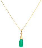 18K Gold Green Onyx Heart Chakra Droplet Pendant Necklace
