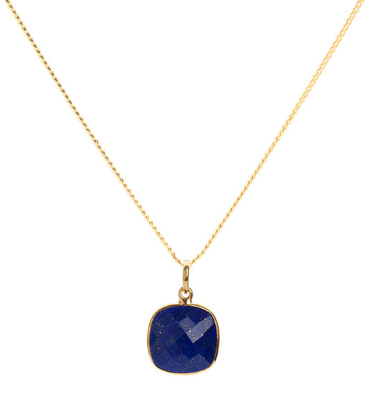 18K Gold Lapis Lazuli Third Eye Chakra Pendant Necklace
