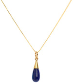 18K Gold Lapis Lazuli Third Eye Chakra Droplet Pendant Necklace