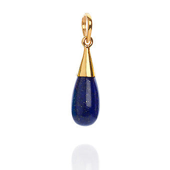 18K Gold Lapis Lazuli Third Eye Chakra Droplet Pendant Necklace